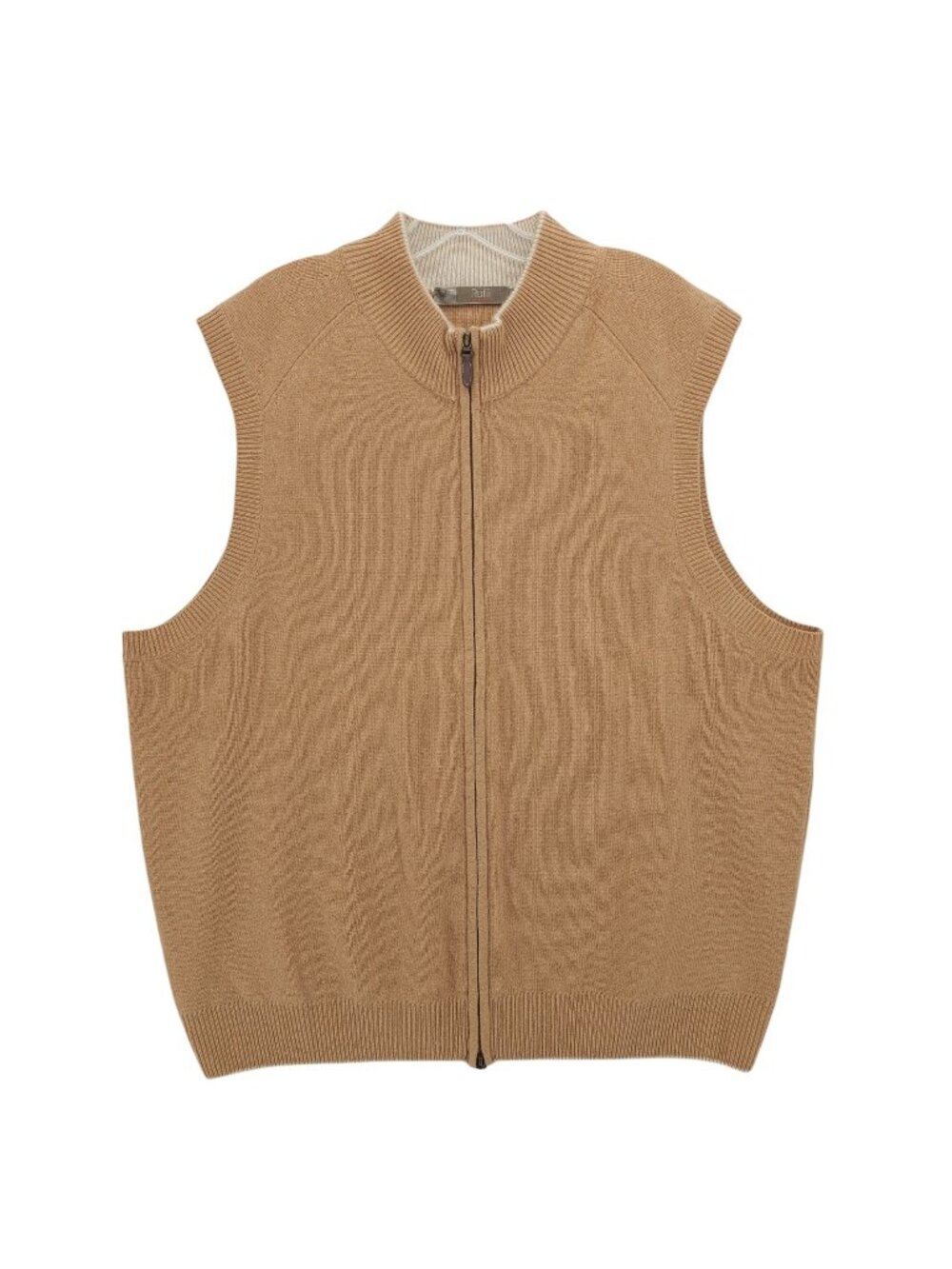 RAFFI Men's 100% Cashmere Sweater Vest Full Zip Camel Tan Size XXL